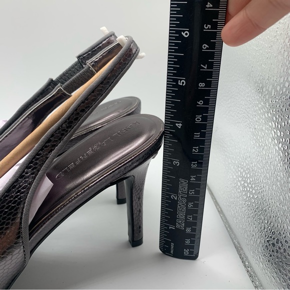 NWB Karl Lagerfeld  Rosalyn Slingback Pump dark slate snake print 9.5 M EU 40.5 - Picture 4 of 10